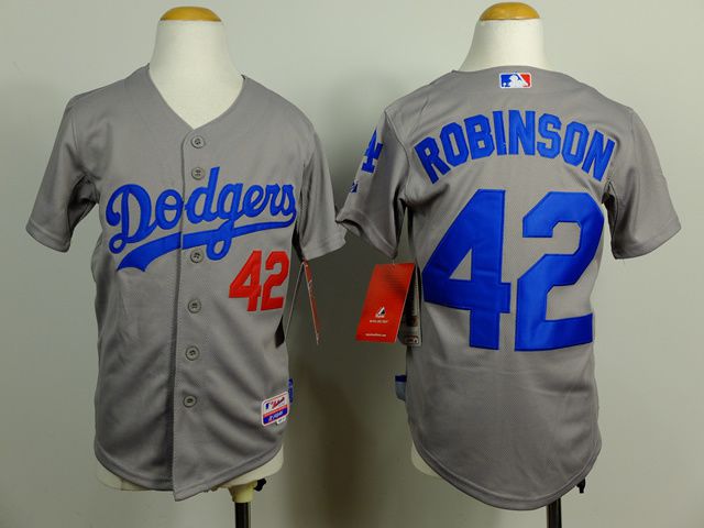 Youth Los Angeles Dodgers #42 Robinson Grey MLB Jerseys
